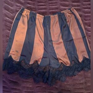 Dressed in LALA High Waist Striped Shorts - Black and brown